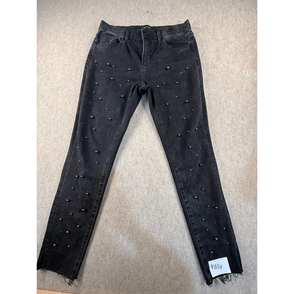 Driftwood Black Studded Skinny Jeans Raw Hem Frayed Denim W29 L28